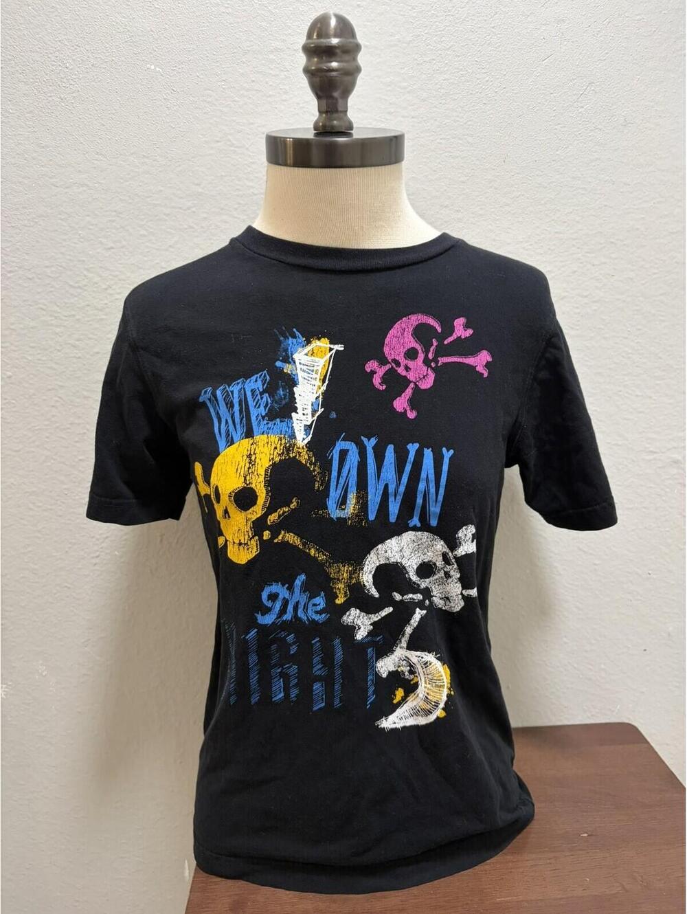 Grunge Black Skull Graphic Print T-Shirt Gap Women's Sz S